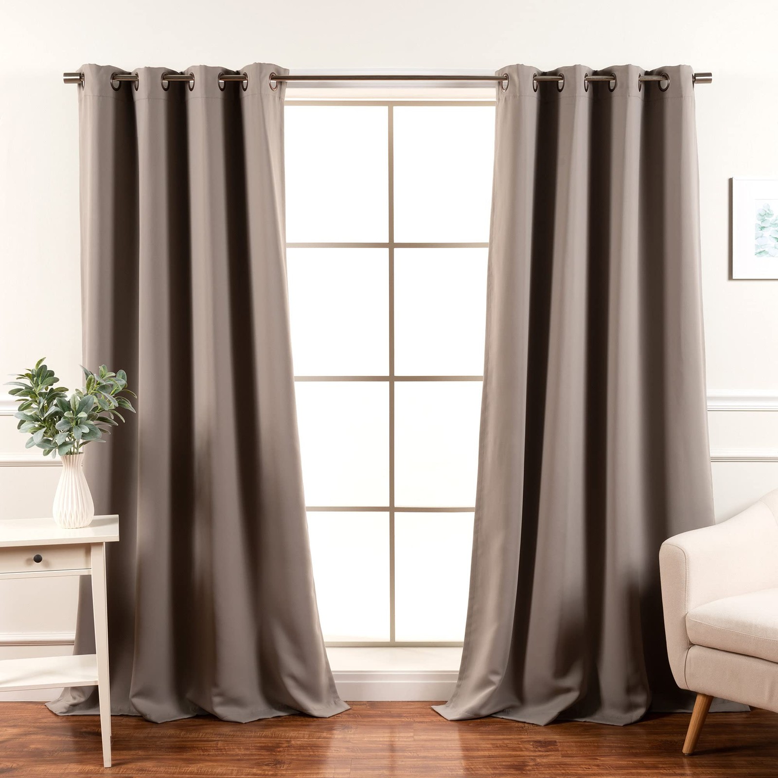 Room Darkening 2 Grommet Panels, Dove, 52×120