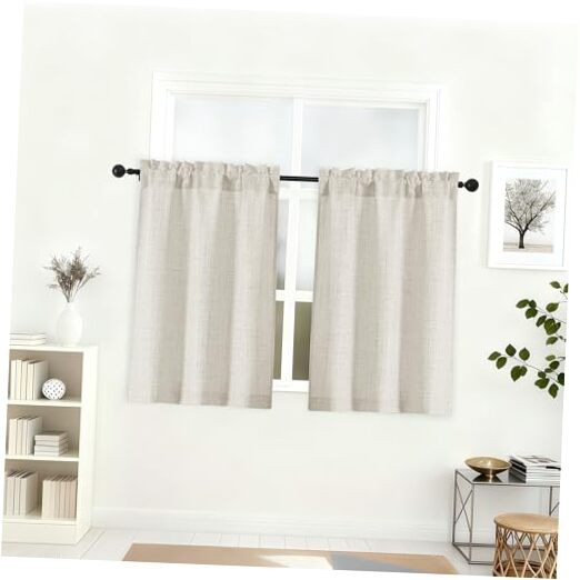 Kitchen Curtains 36 Inch Length 2 Pcs, Airy 30″W x 36″L (Pack of 2) Natural