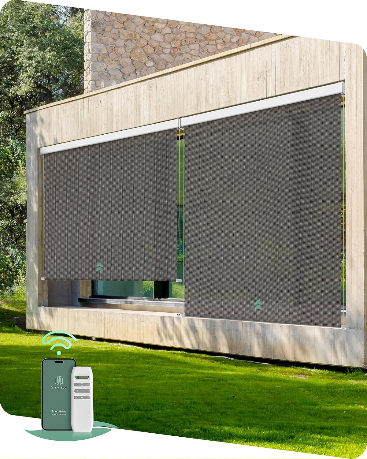 Motorized Outdoor Shades Smart Retractable Patio Screens with App & Remote Contr