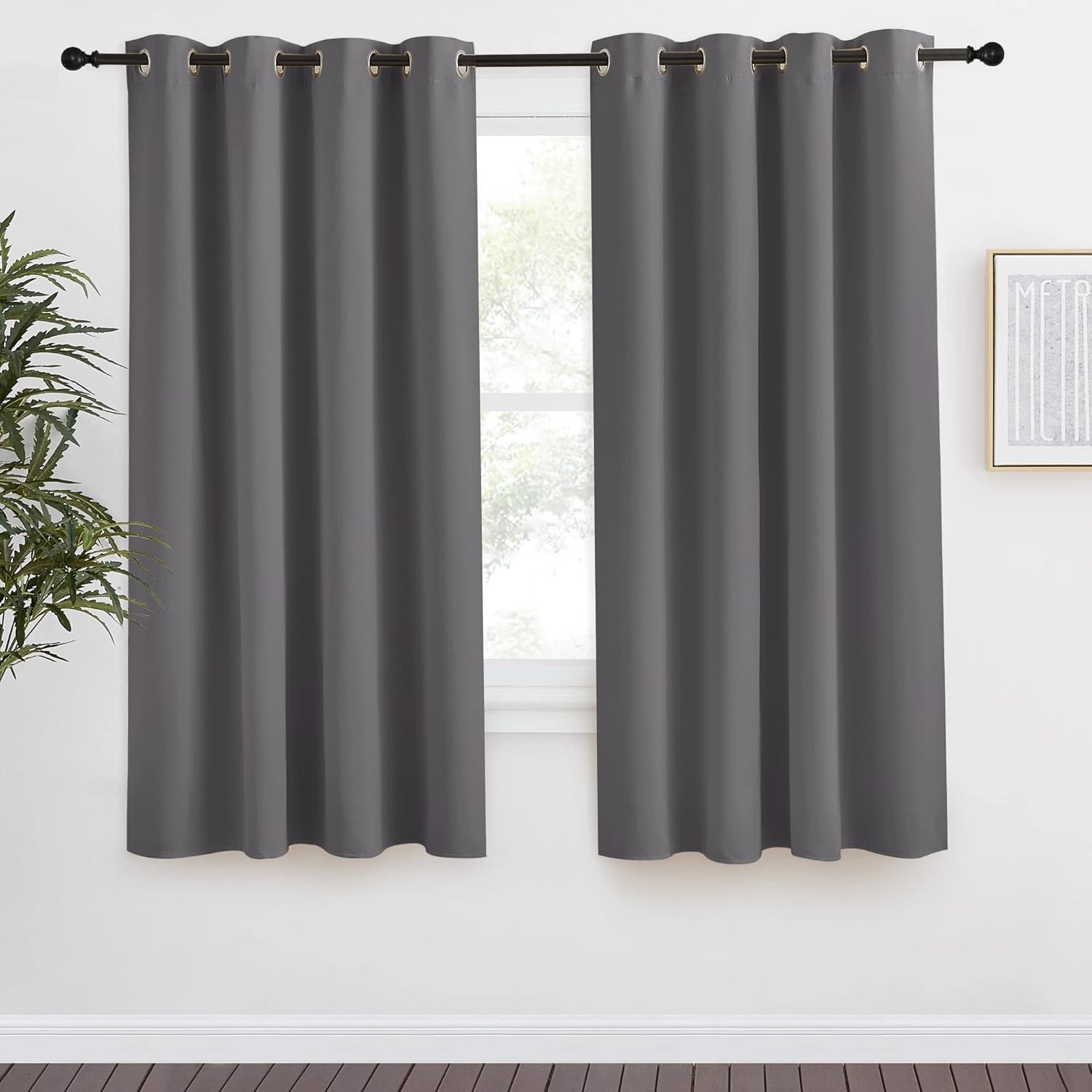 Grey Blackout Curtain 68 inch Long, 55 inches Width, 1 Panel, Thermal Insulated