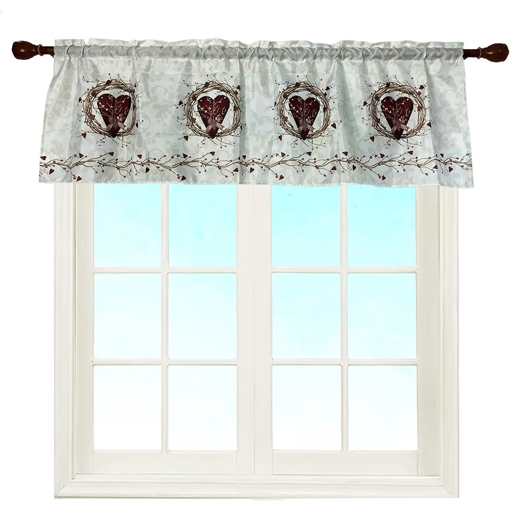 Rustic Country Hearts Window Curtain Valance 58×18
