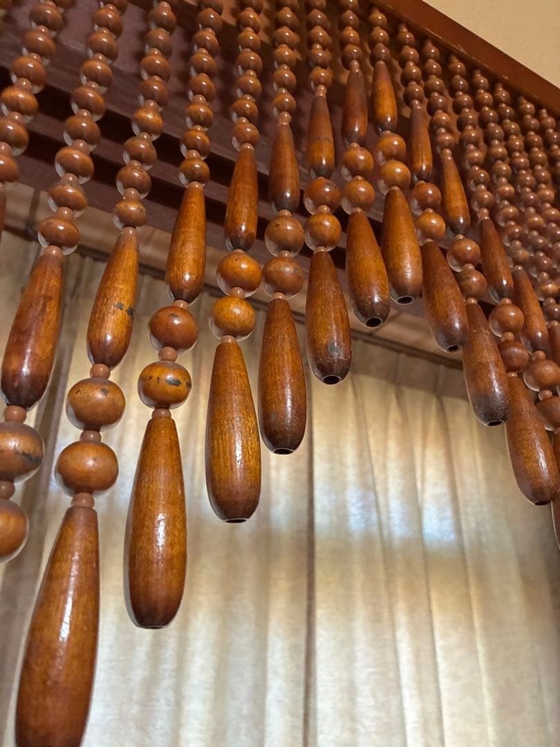 Vintage Noren Tama-Sudare Wooden Bead Curtain W80×H120cm Interior Japan Retro