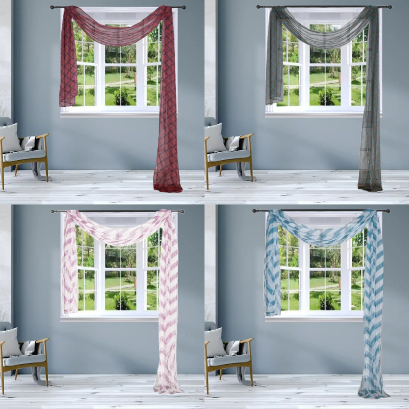 1PC INDOOR/OUTDOOR VERSATIL SCARF VALANCE CURTAIN TOPPER SOLID SHEER 37″ X 216″