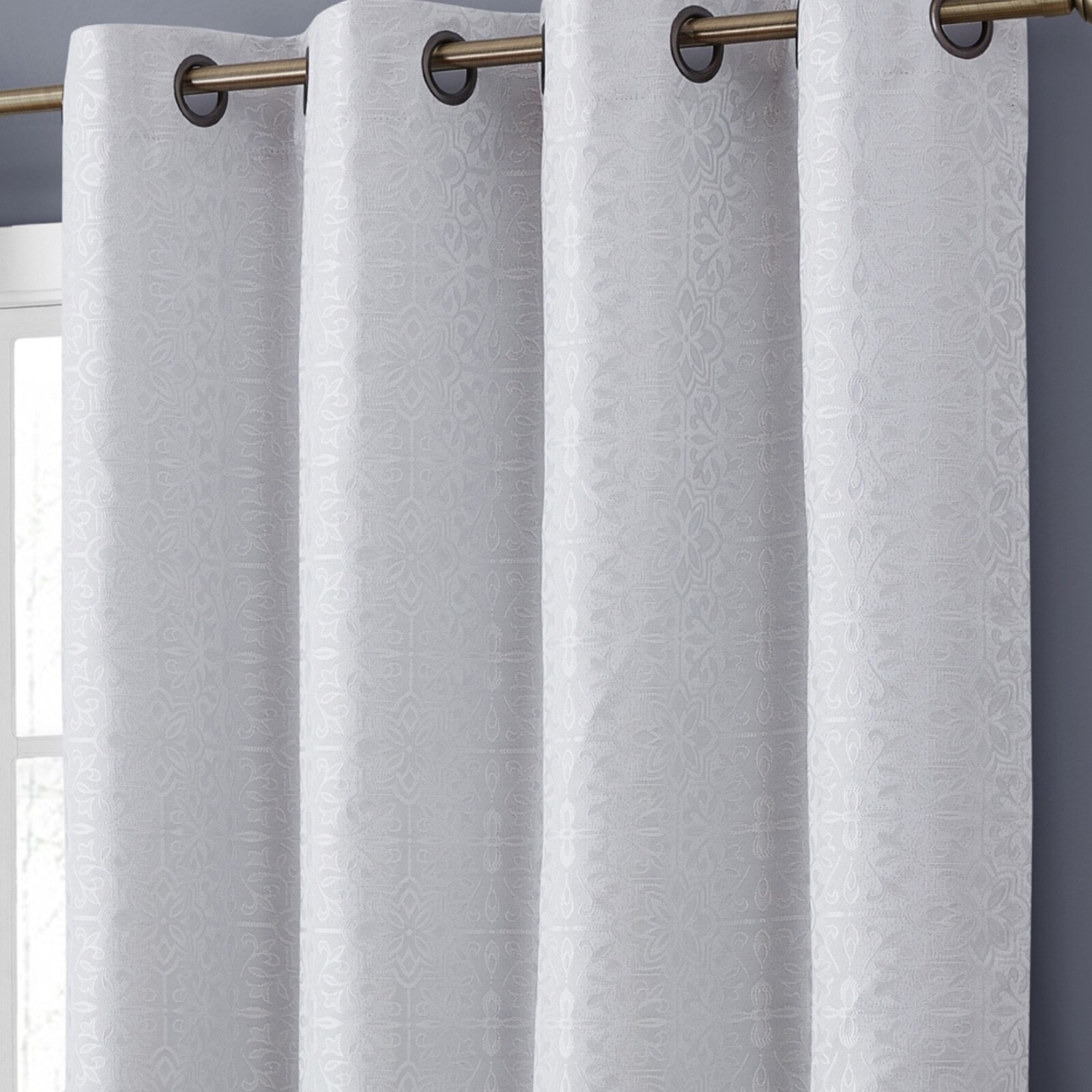 HLC.me Mia Moroccan Tile 100% Blackout Grommet Curtains 52″ W x 63″ L – 2 Panels