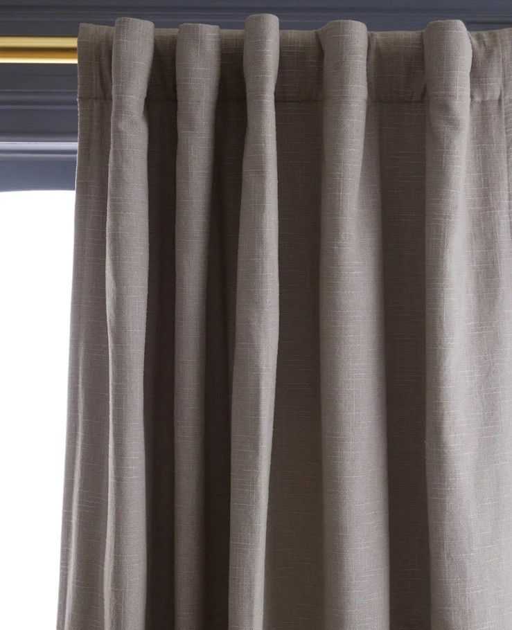 Quince 100% Cotton Grey Slub Room Darkening Curtains Drapes 48″ x 96″ 2 Panels!