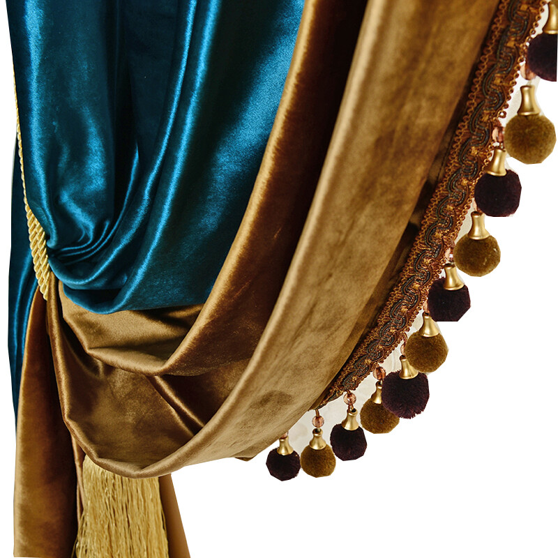 Boutique Italian velvet modern blue cloth blackout curtain tulle drape C1197
