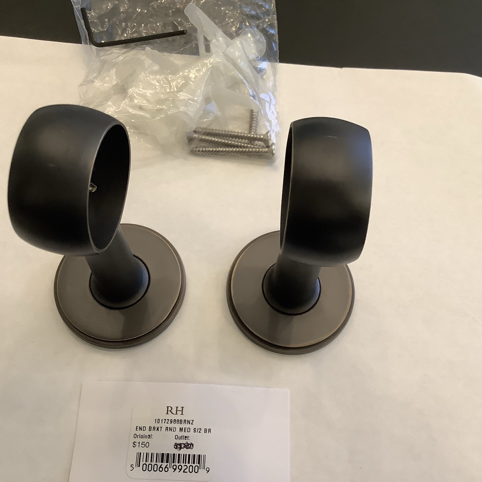 Restoration Hardware Easton End Brackets Round Bronze Medium x2
