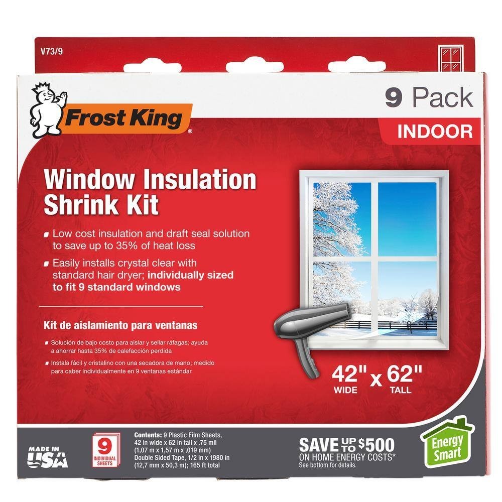 Frost King Indoor Window Insulation Shrink Kit Clear 42 x 62 in. 9-Pack NIB