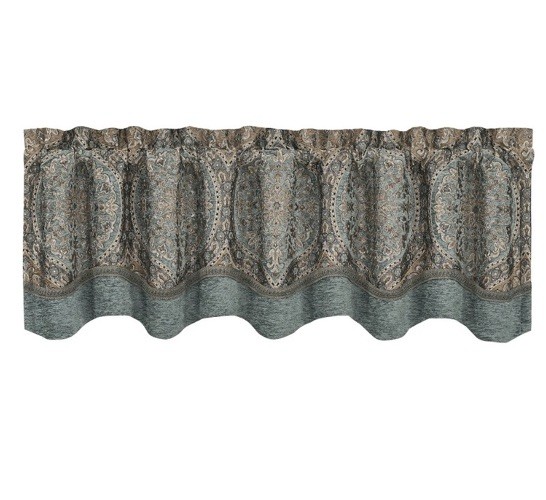 J Queen New York Dorset Woven Chenille Medallion Scallop Window Valance