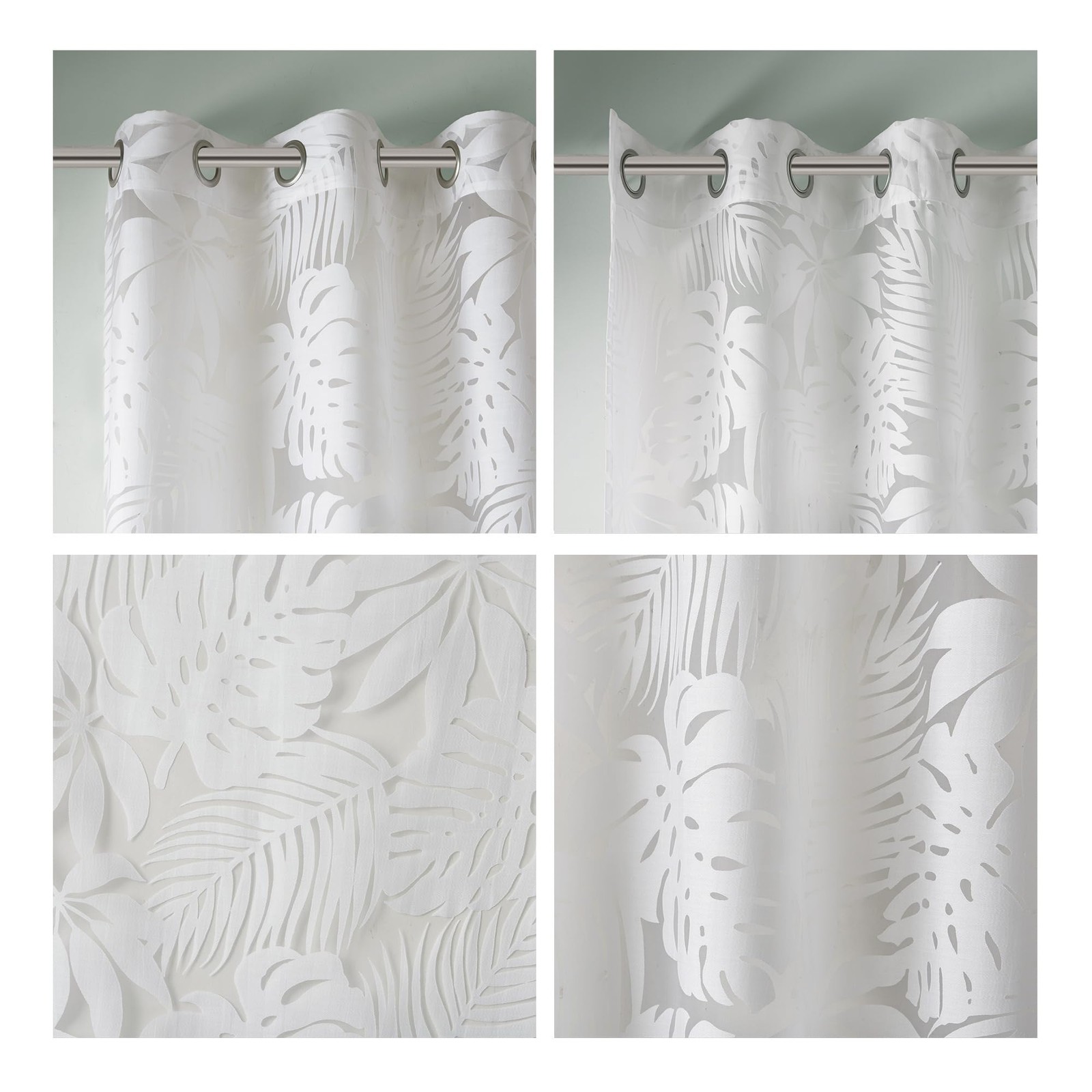 Semi Sheer Single Curtain Modern Contemporary Botanical Print Out Design, Gro…