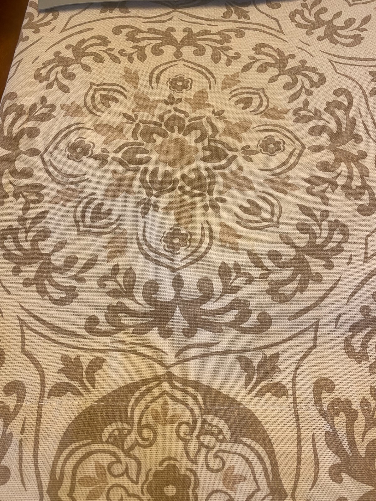 New IONA Medallion Damask Curtain Panels Set of 2 Cream Taupe 54″ x 96″ Rod Pckt