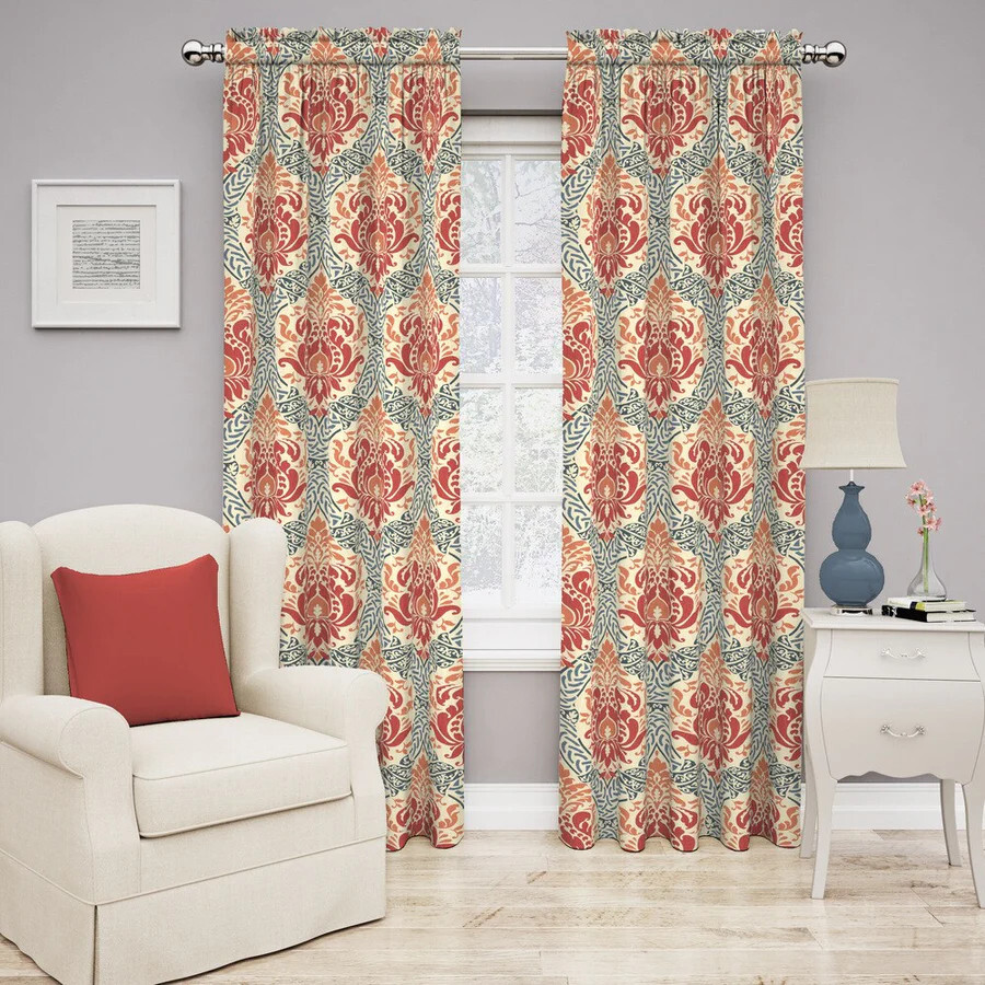 Traditions Waverly Curtain Panel Dressed Up Damask Rod Pocket NEW Chic Bohemian
