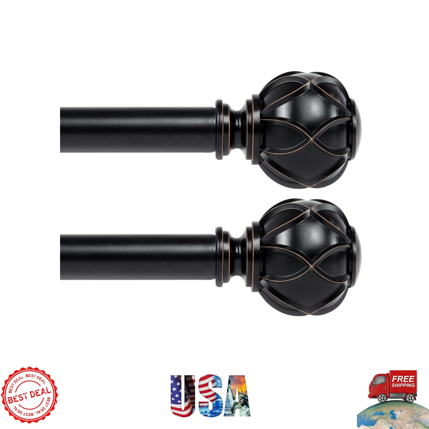 Versatile Adjustable Curtain Rods – Telescoping Design 28-48 Inches, Set of 2