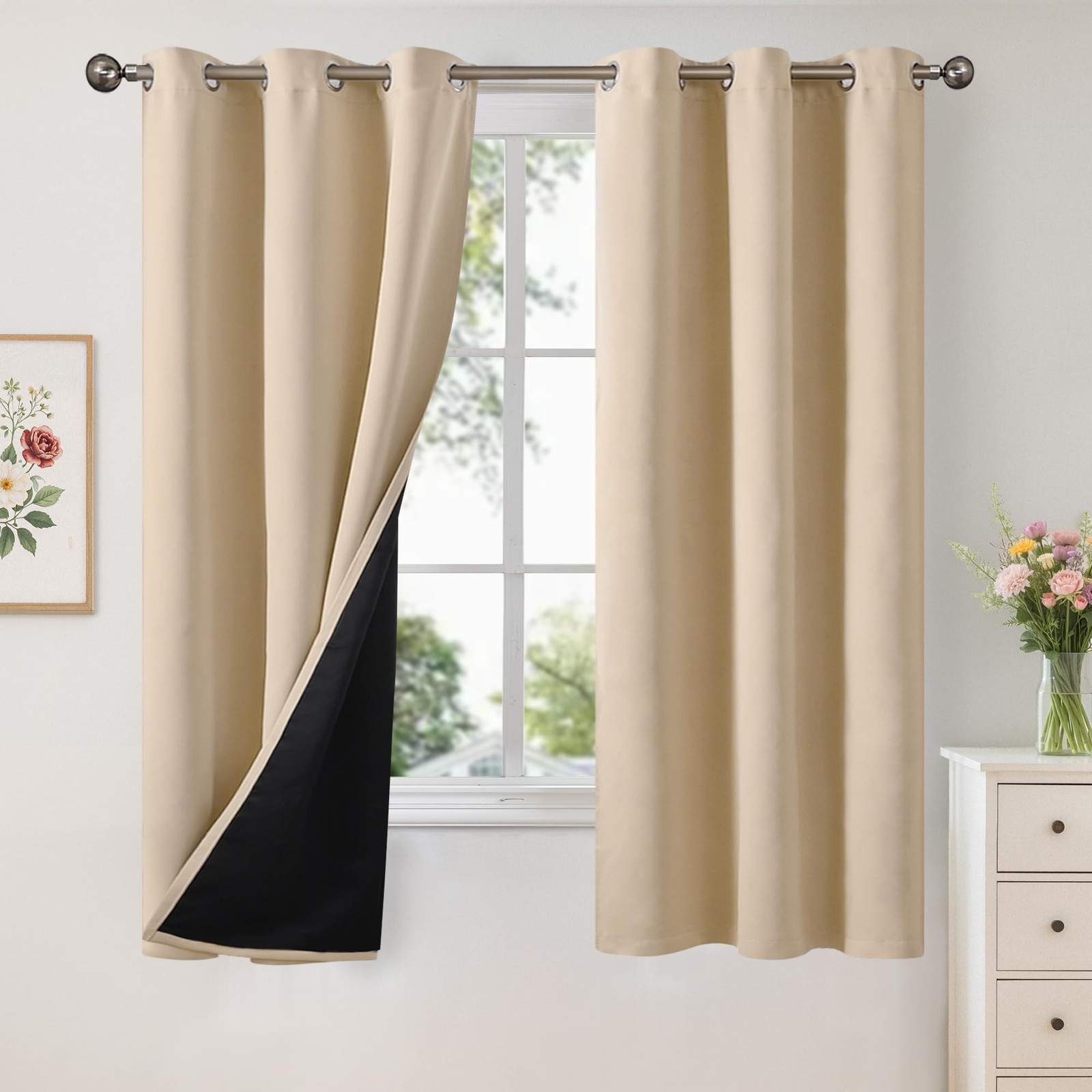 Youngstex 100 Blackout Curtains 68 Inch Length 2 Panels Room Darkening Drapes