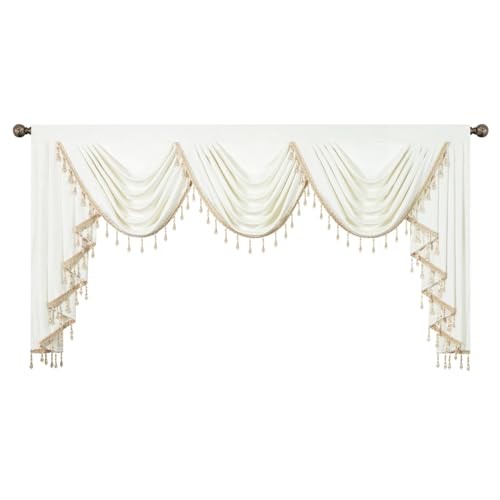 Extra Wide Swag Valances for Living Room Thermal 79″W x 43″L (Pack of 1) White