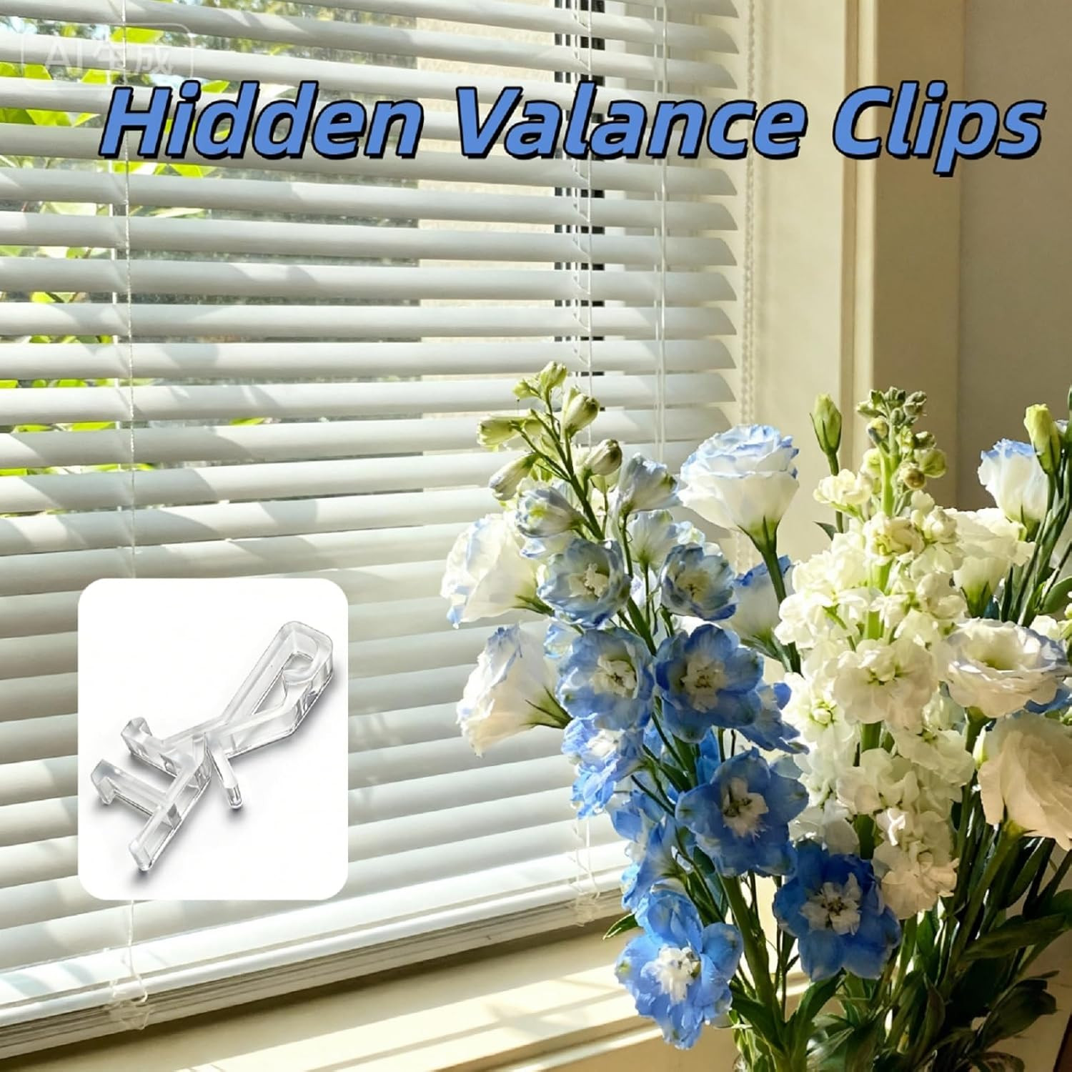 20 PCS Hidden Channel Valance Clips, 1-7/8 Inch Blind Clips for Valance