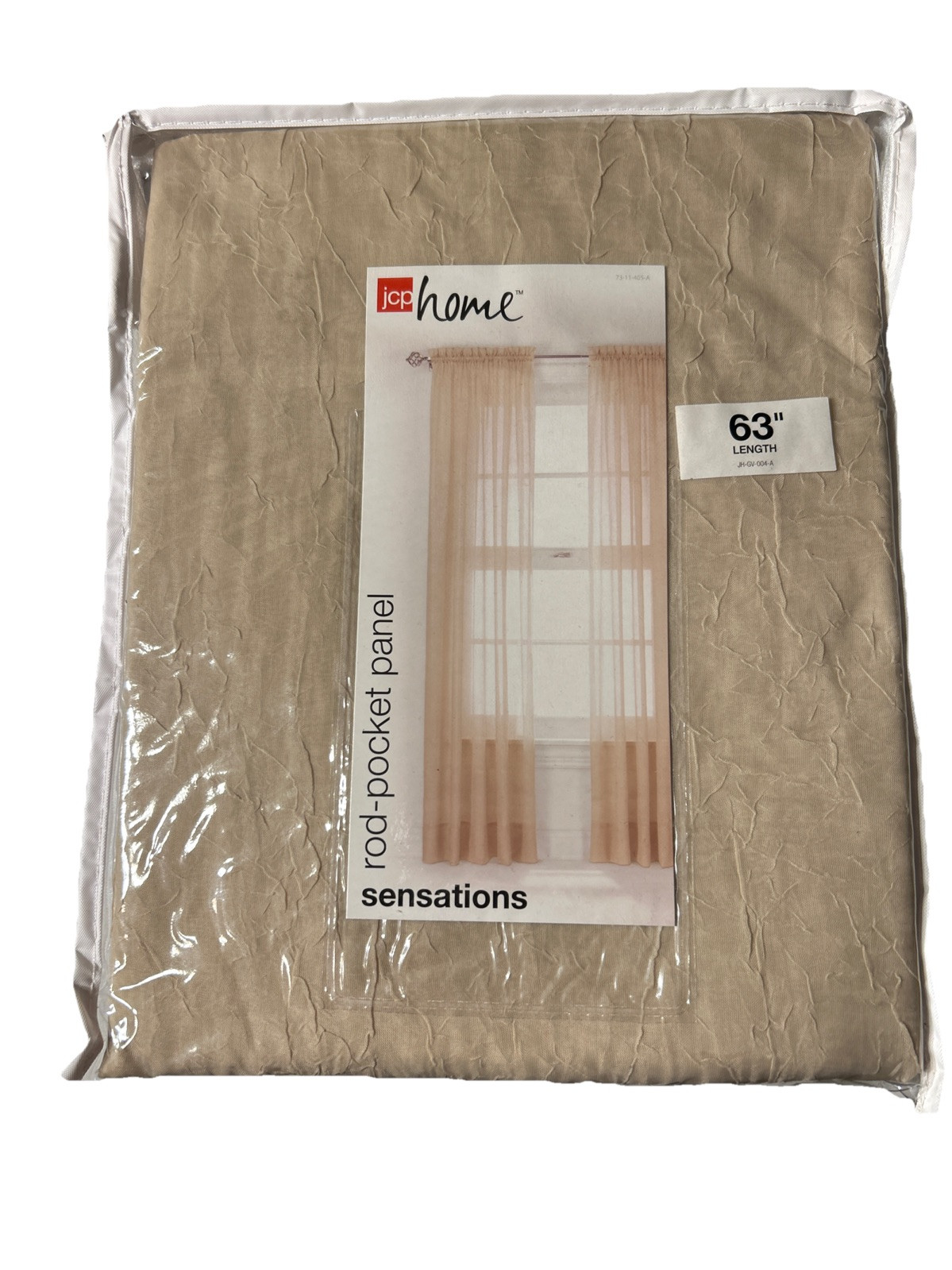 JCP Home Collection Rod-Pocket Panel 63” Set Of 2 Sheer Curtains Color: Linen