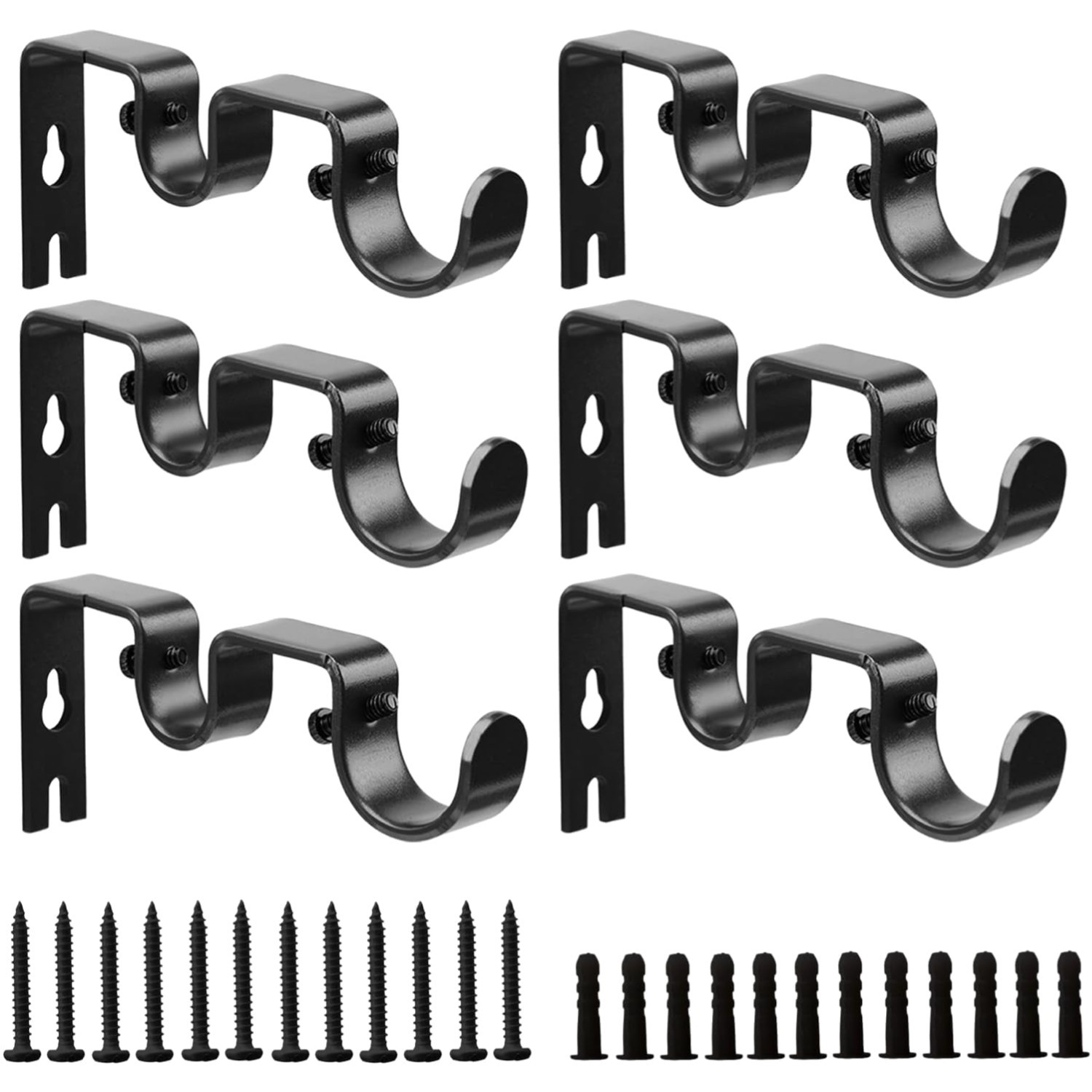 Double Curtain Rod Bracket 6 Pack Metal Curtain Rod Holders Wall Sturdy New