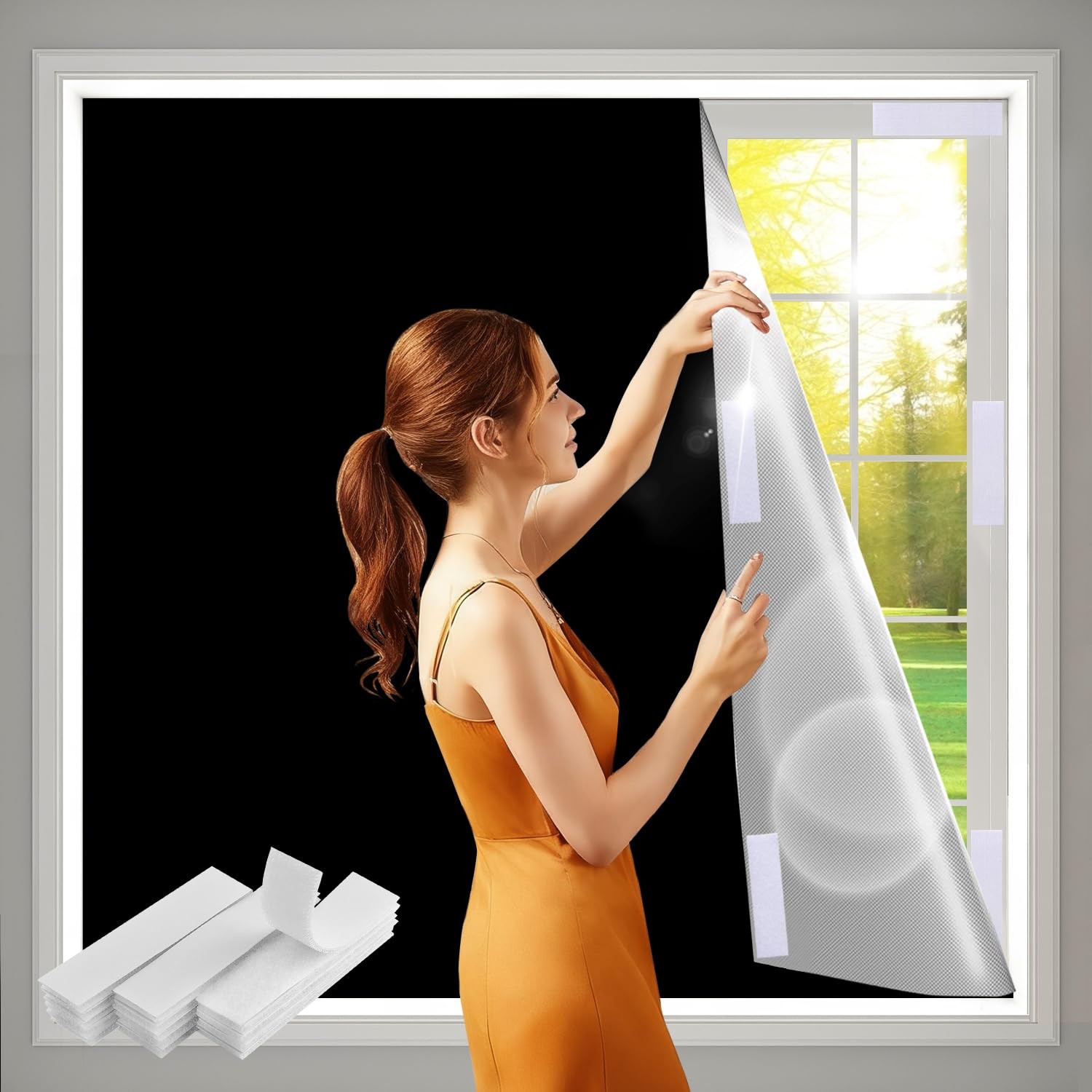 100% Blackout Curtains for Bedroom 57×118 inch,Portable 118″W x 57″H, Black