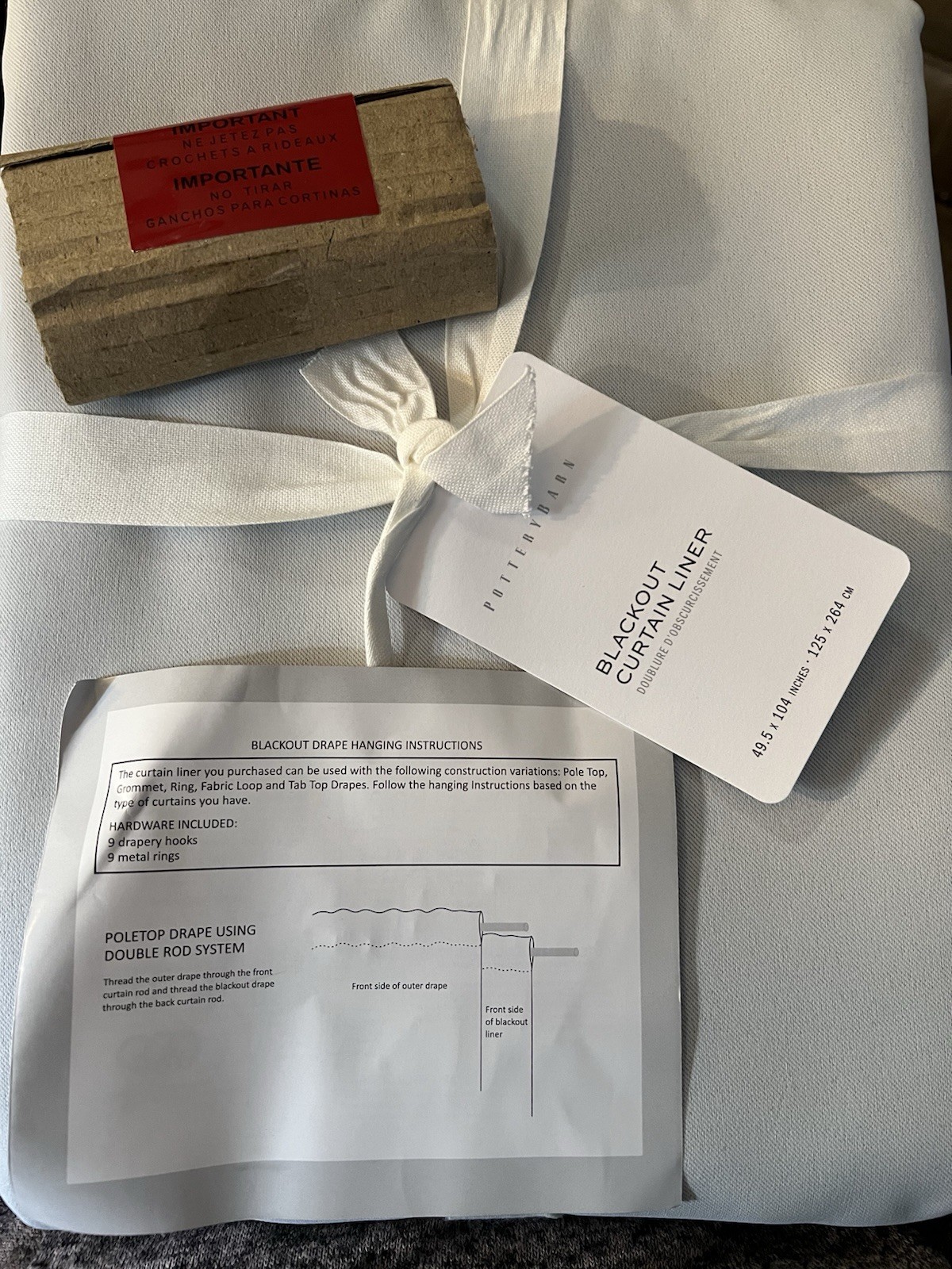 Pottery Barn Universal Blackout Curtain Liner 49.5×104” Off White_New_T#G
