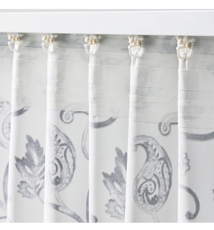 IKEA DOVREFIBBLOR Curtains 1 Pair 2 Panels White Blue 57×118″ NEW Sealed