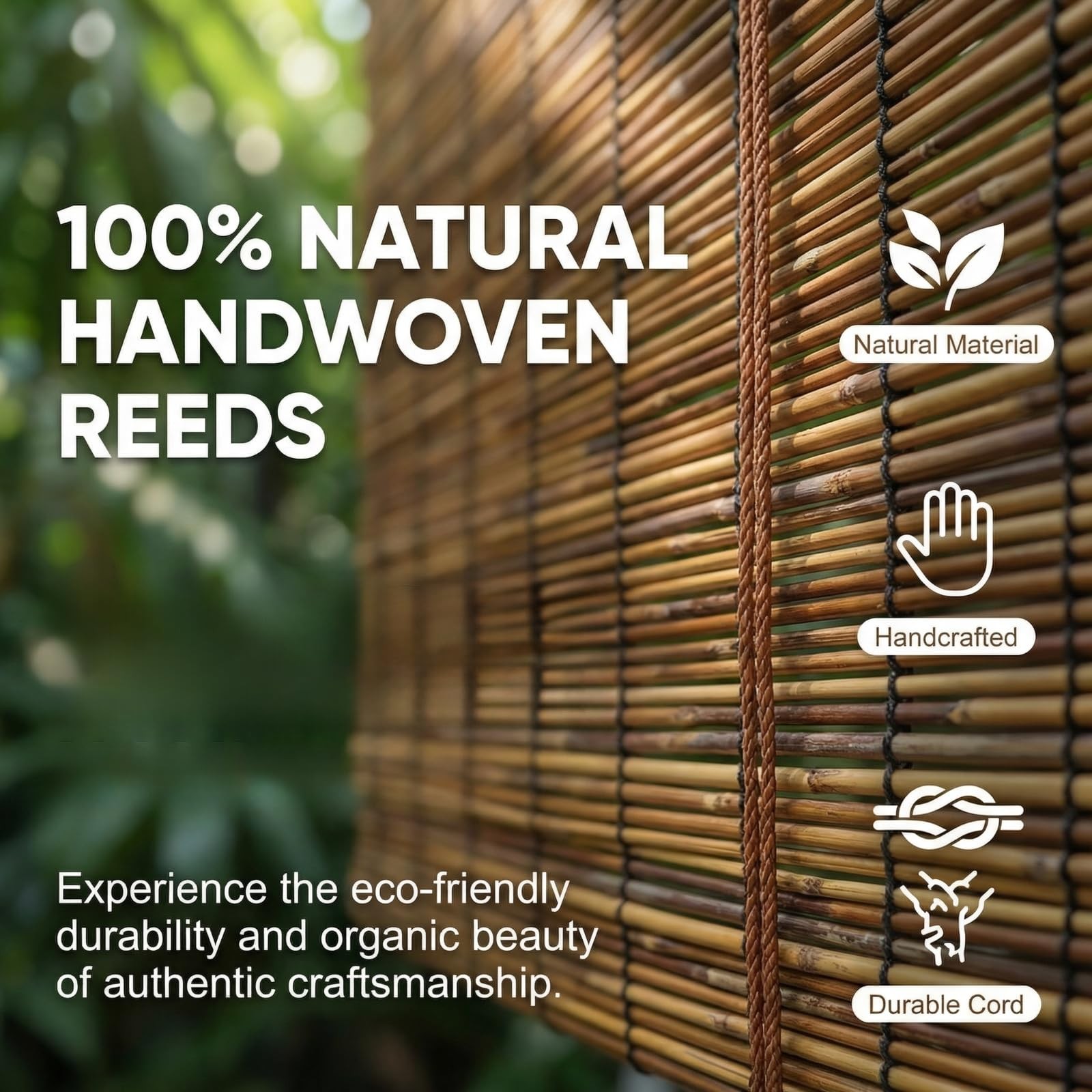 Reed Roll Up Blinds for Windows, Natural Reed Shades for Indoor & Outdoor Use…