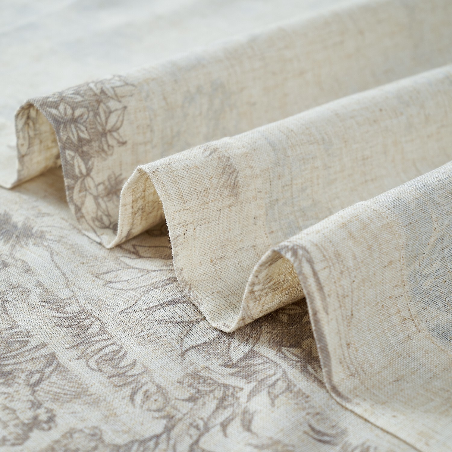 84 ” Long French Country Curtains Toile Printed Linen Sheer Drapes Grommet Grey