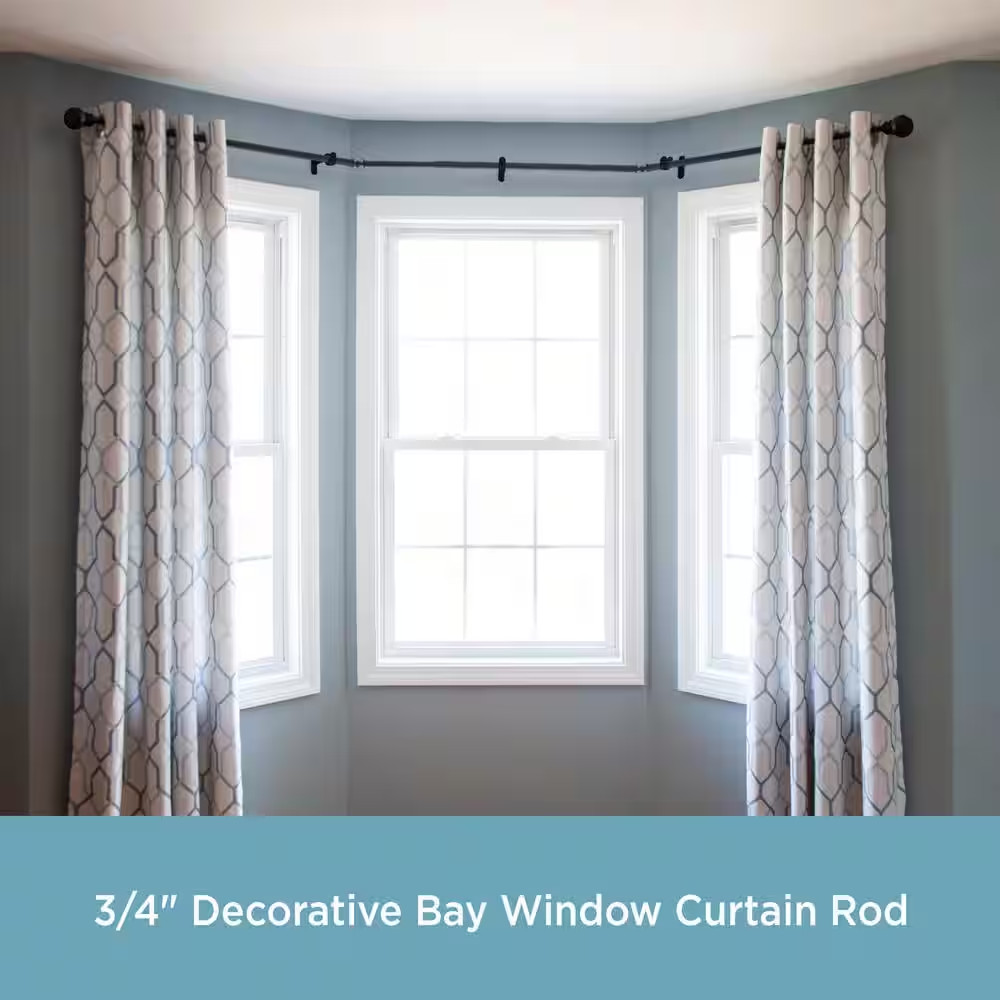 Bryce 78 In. – 144 In. Adjustable Single Bay Window Curtain Rod 3/4 In. Diameter