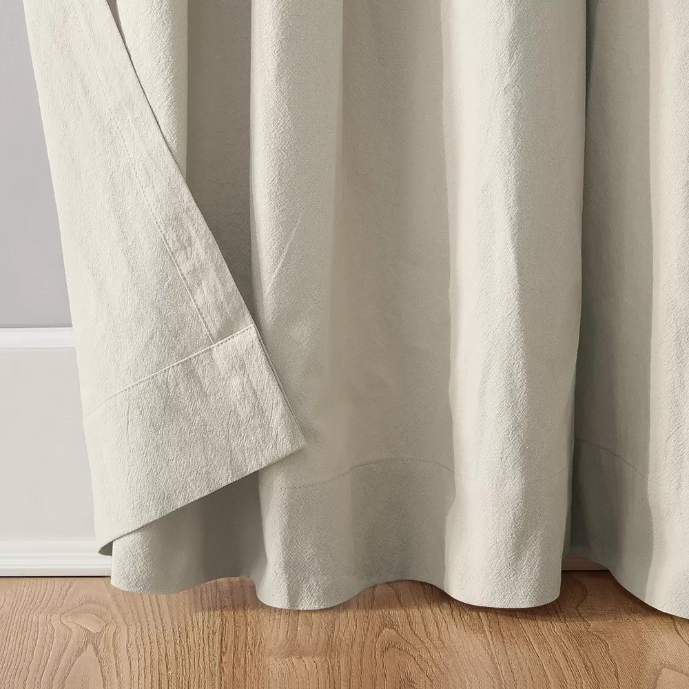 52″x95″ Archaeo Light Filtering Washed Cotton Twist Tab Curtain Panel,Ivory,New