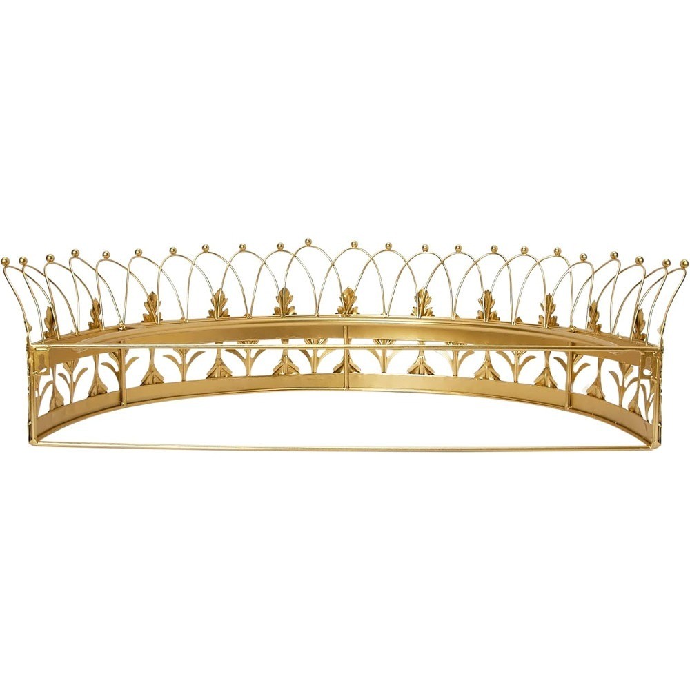 Decorative Metal Curtain Rod Crown Finial Gold Finish Canopy Bed Crown
