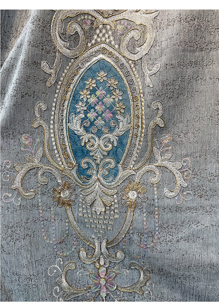 Grey high-grade Chenille embroidery thick cloth curtain valance drape C1467