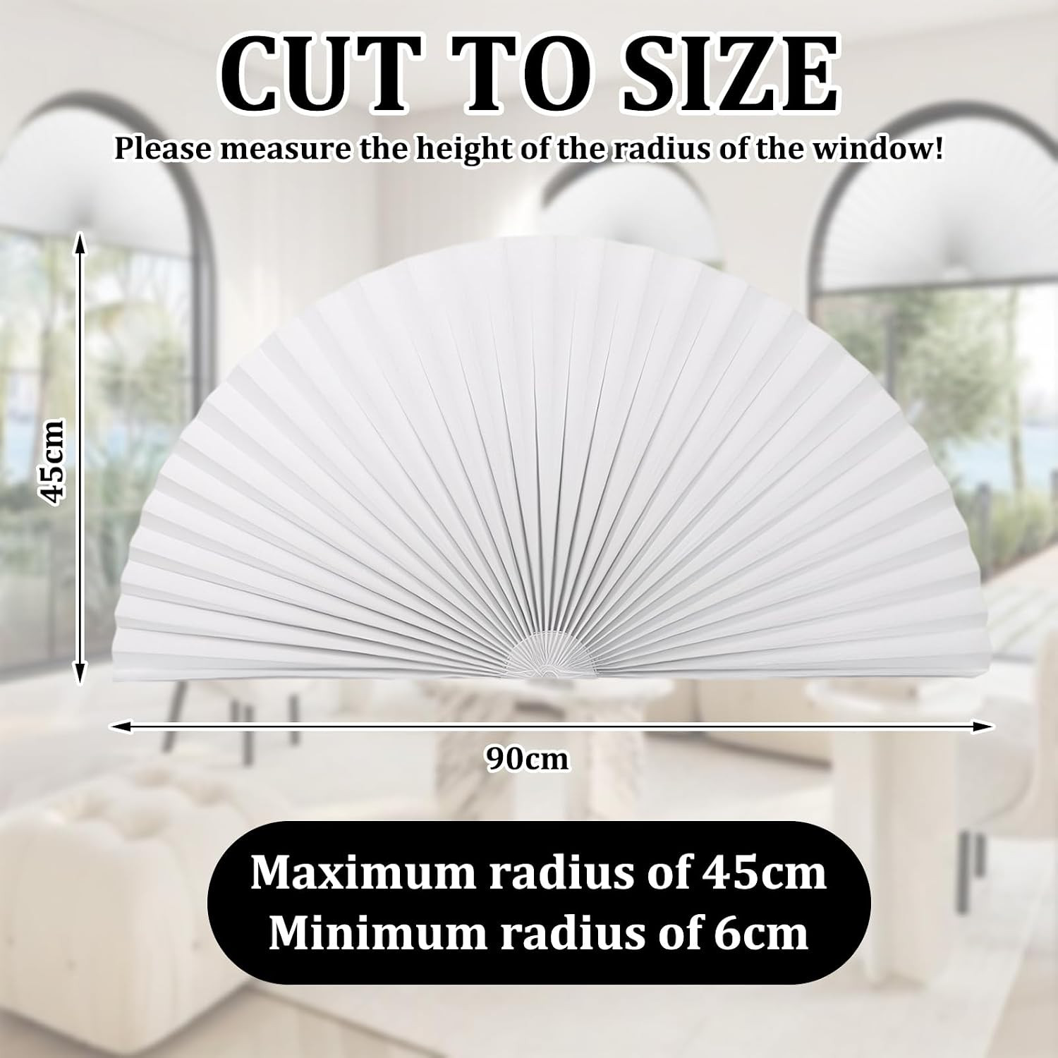 2 PCS Half Circle Window Shade, Arch Window Shade, Radius 17.7 Inches, Blackout
