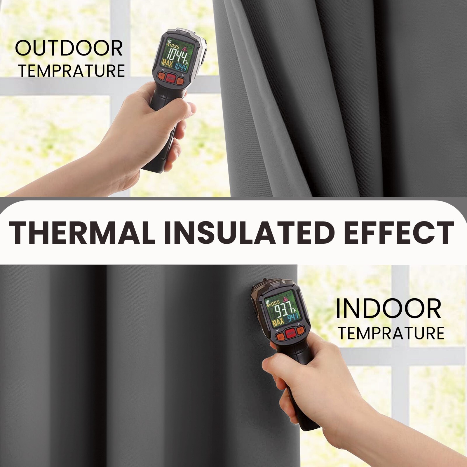 100% Blackout Thermal Insulated Window Curtain Grommet Curtains (2 Panels Set)