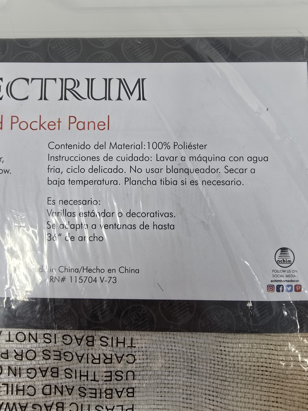 ACHIM Spectrum 50″ W x 63″ L Polyester Light Filtering Window Panel Silver/Gold