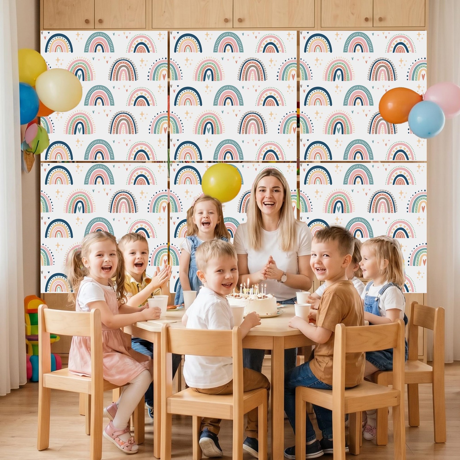 Washable Classroom Cabinet Curtains Set – 6Pcs 24 x 24.6 Inch Rainbow Hook & …