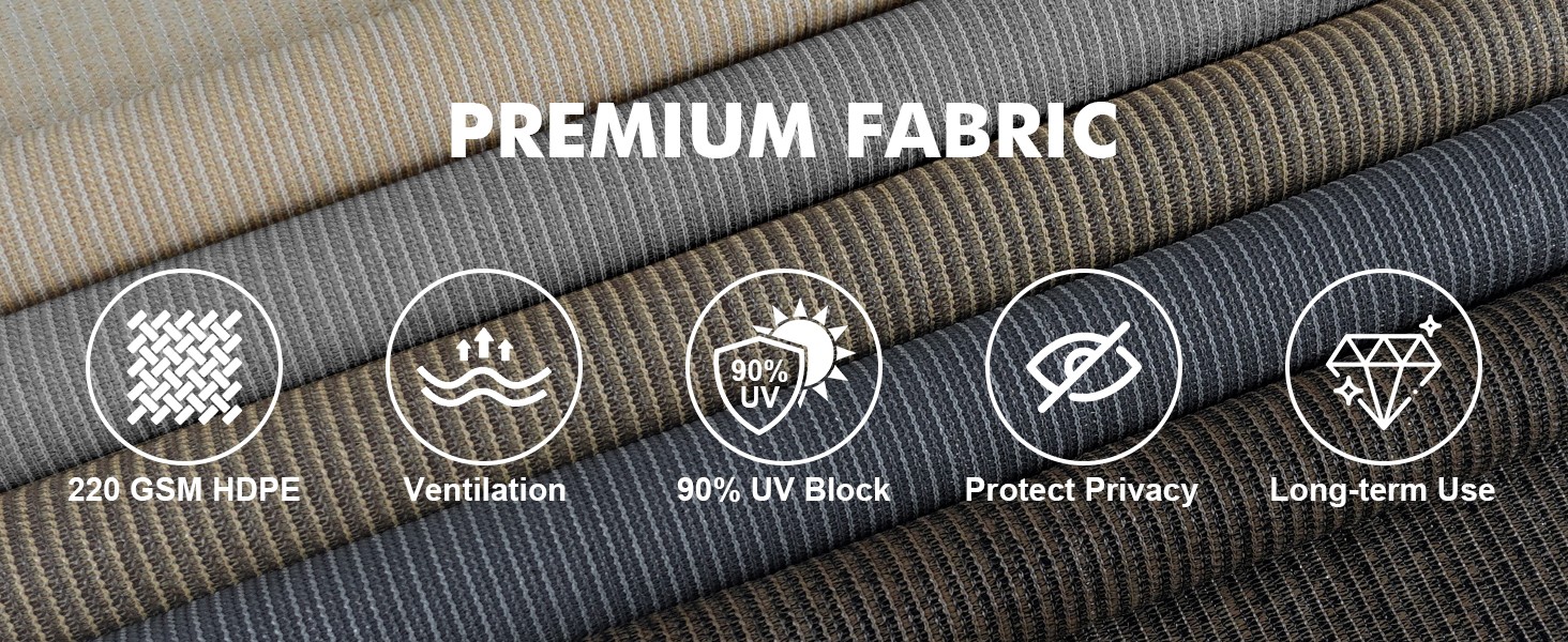 Outdoor Roller Shade 10′ W x 8′ H, Gray Exterior Cordless Patio Shades Roll Up