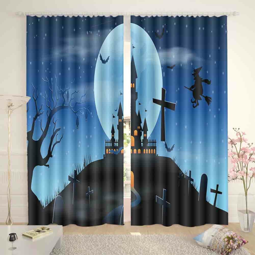 Angle Illusion Moon 3D Curtain Blockout Photo Printing Curtains Drape Fabric