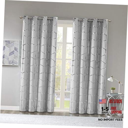 Blackout Window Curtain, Light Blocking 50″W x 84″L (Pack of 1) Grey/Silver
