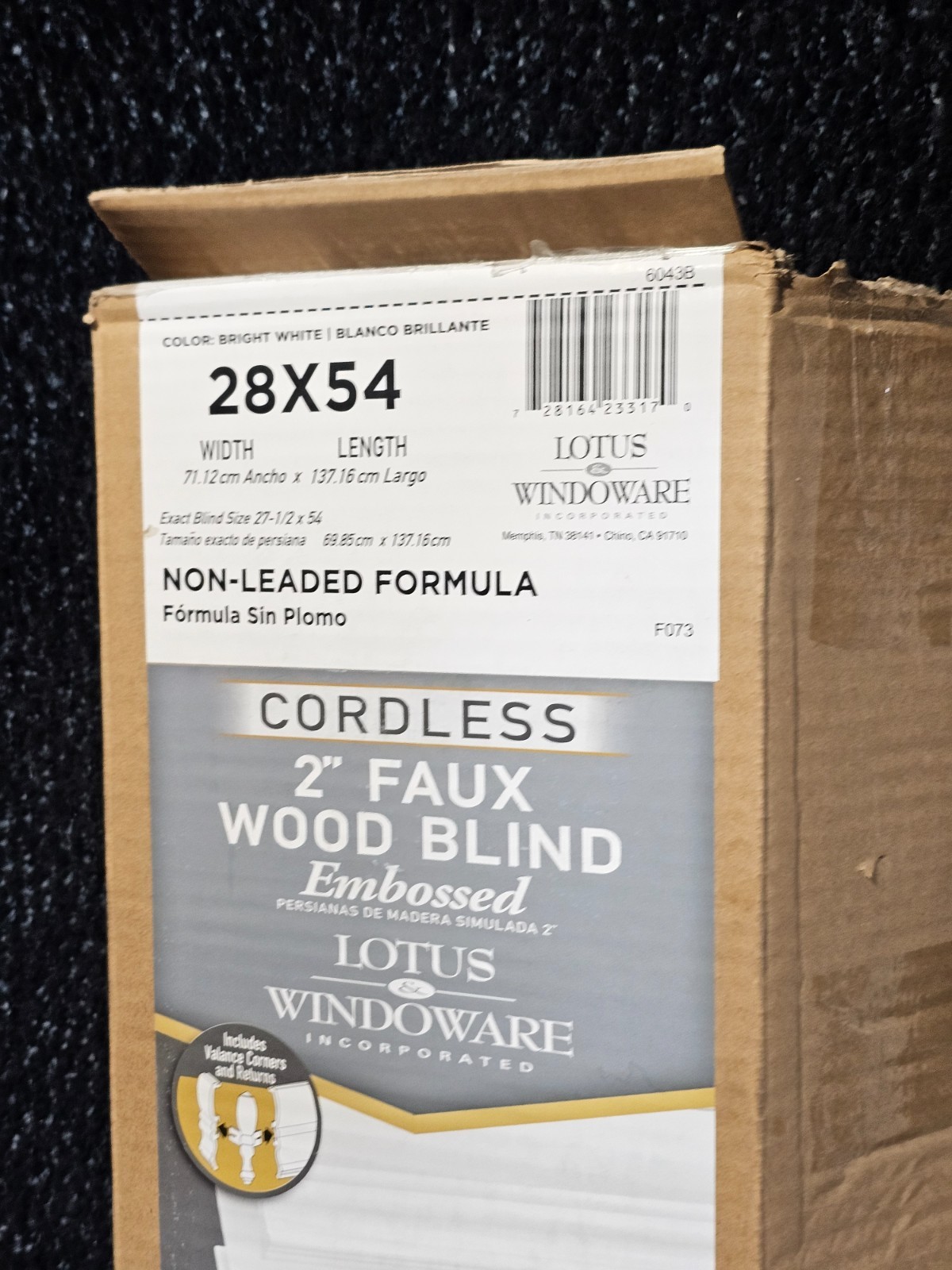 Lotus & Windoware 28 x 54 Cordless 2″ Faux Wood Room Darkening Horizontal Blind