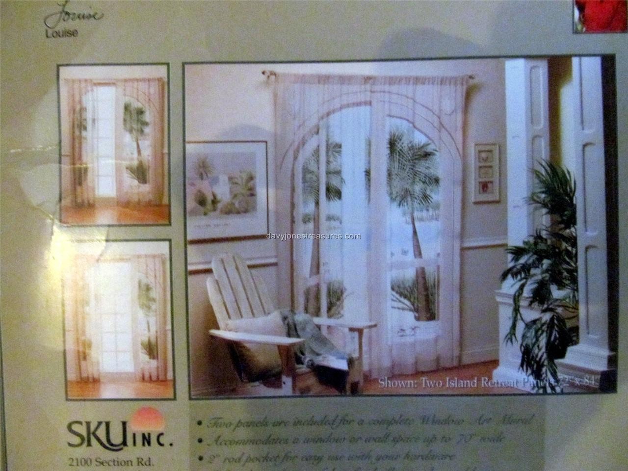 Designer Window Art Mural 2 Panels 66×84 ISLAND RETREAT Palm Trees NIP Multi Use