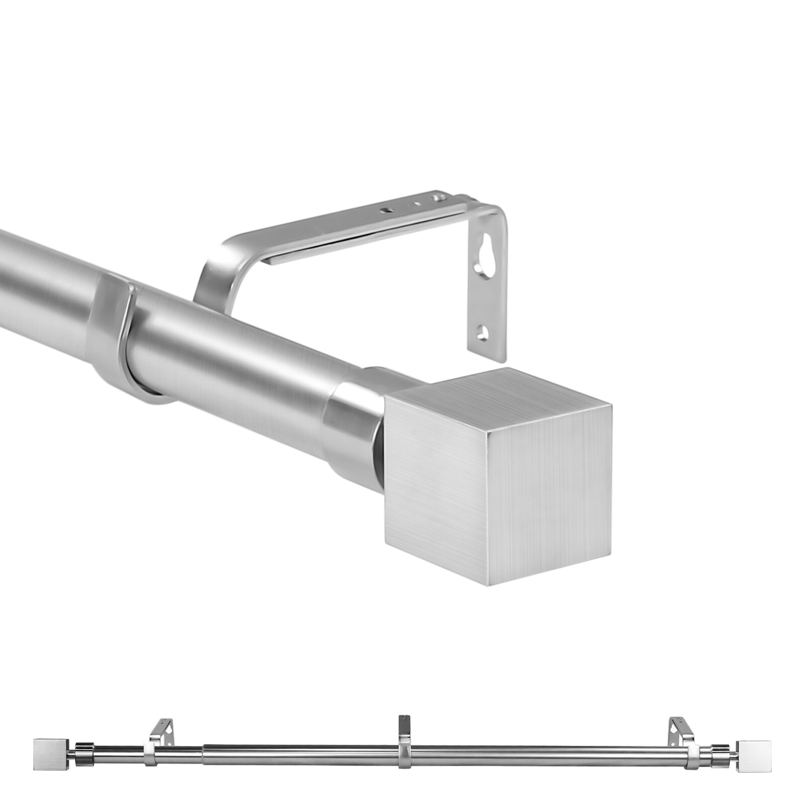 1″ Wright Adjustable Single Drapery Curtain Rod, 28”-48″/48″-84″/84″-120″