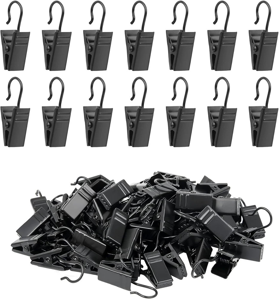 Curtain Clips Hooks, 100 Pack Stainless Iron Drapery Hooks Clips for Hanging Par