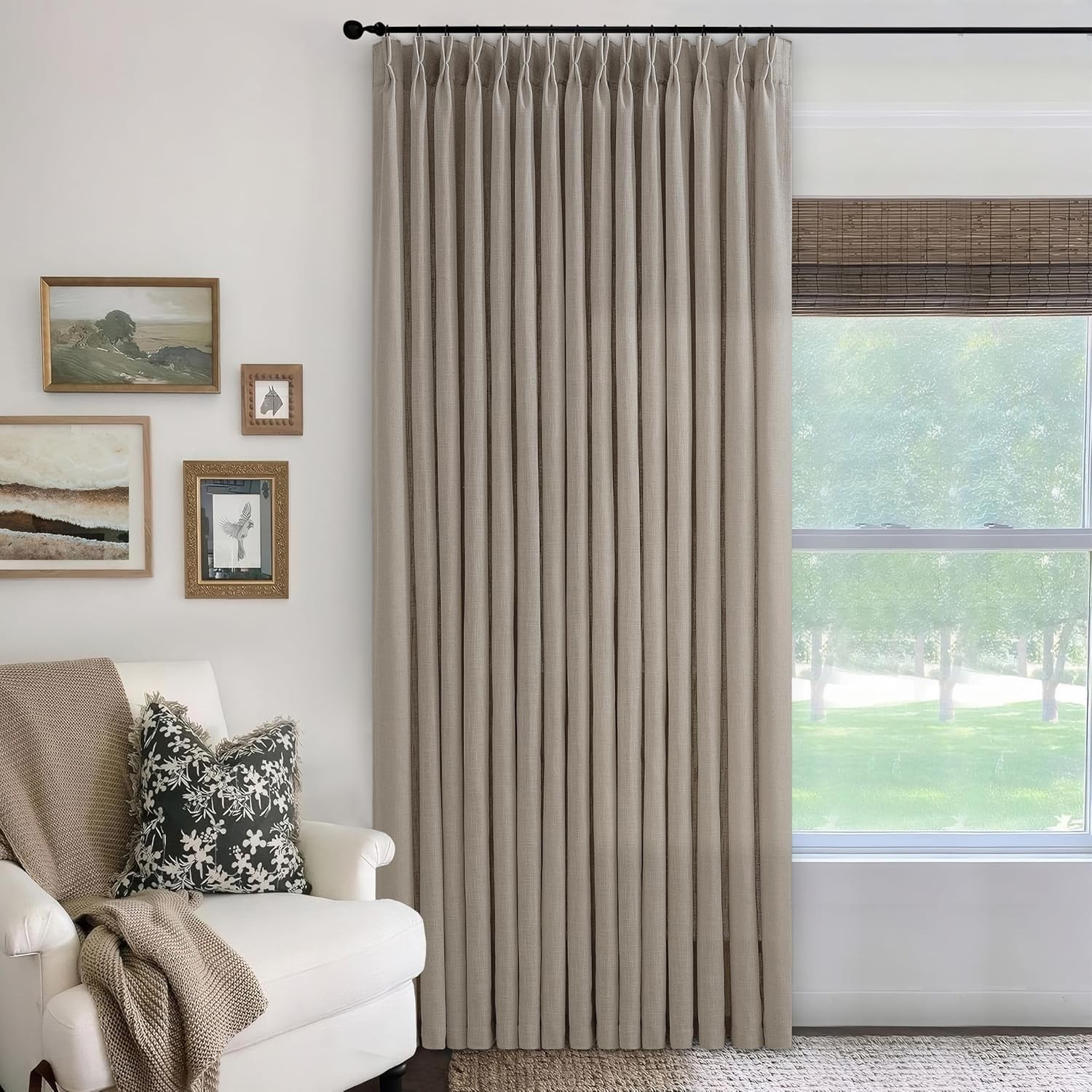 Extra Wide 100 Inch Width Curtains 96 Inches Long Pinch Pleated for Patio