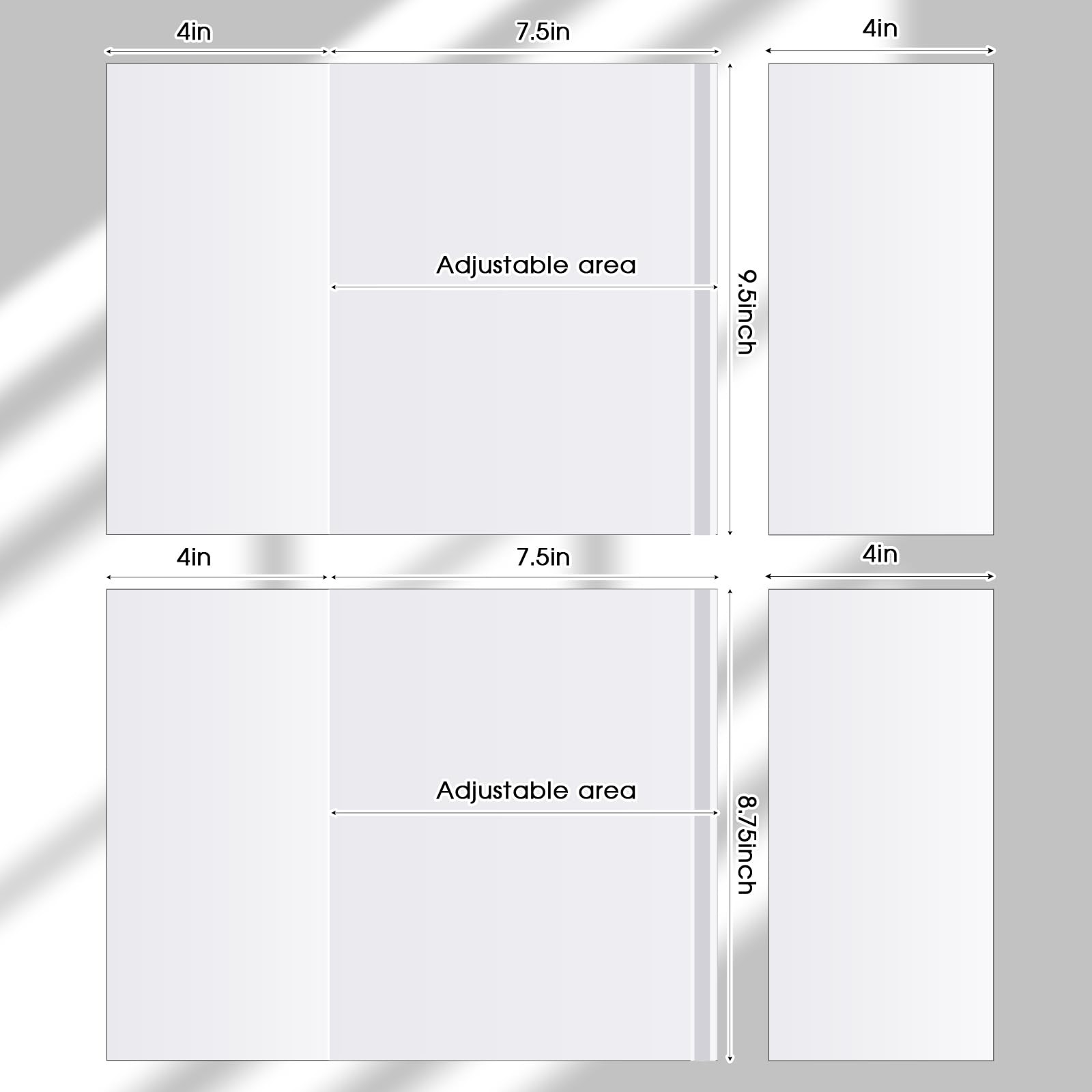 ReliThick 100 Pack Adjustable Clear Book Cover 9.25 x 15″＋8.5 x 15″,