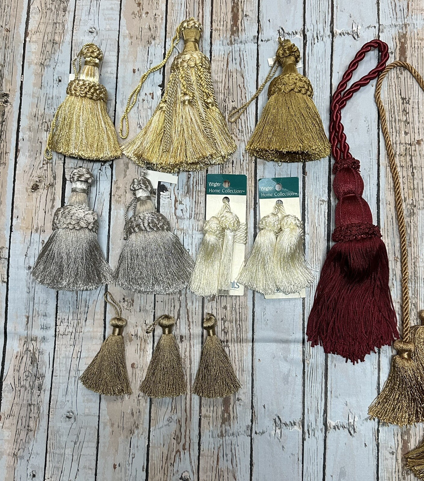 Vtg Lot 39 Assorted Gold Brown Grey Beige TASSELS Home Decor Tie Backs Holdbacks