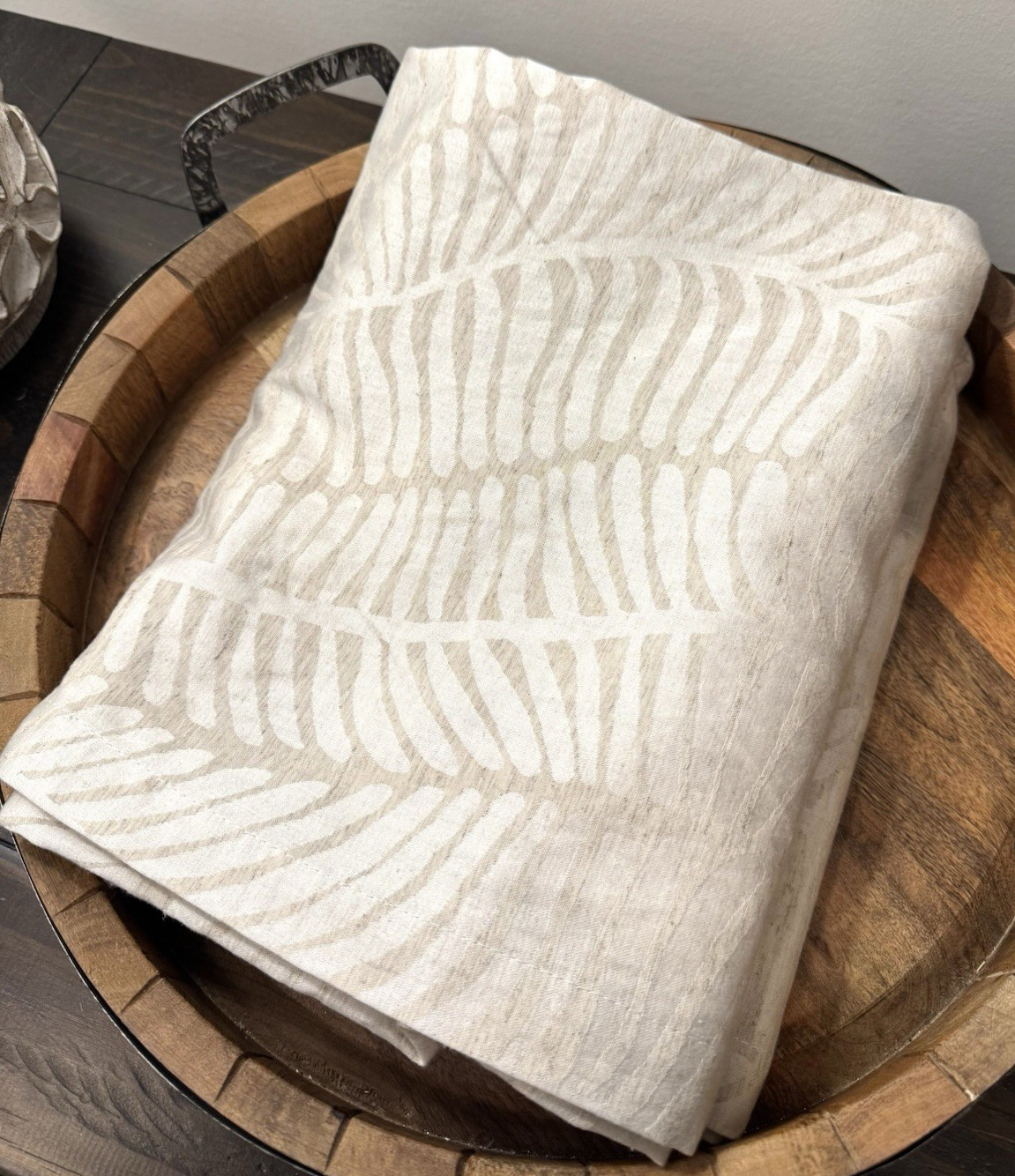 West Elm Trailing Fern Curtain Panel 48×84” Natural Tencel Beige