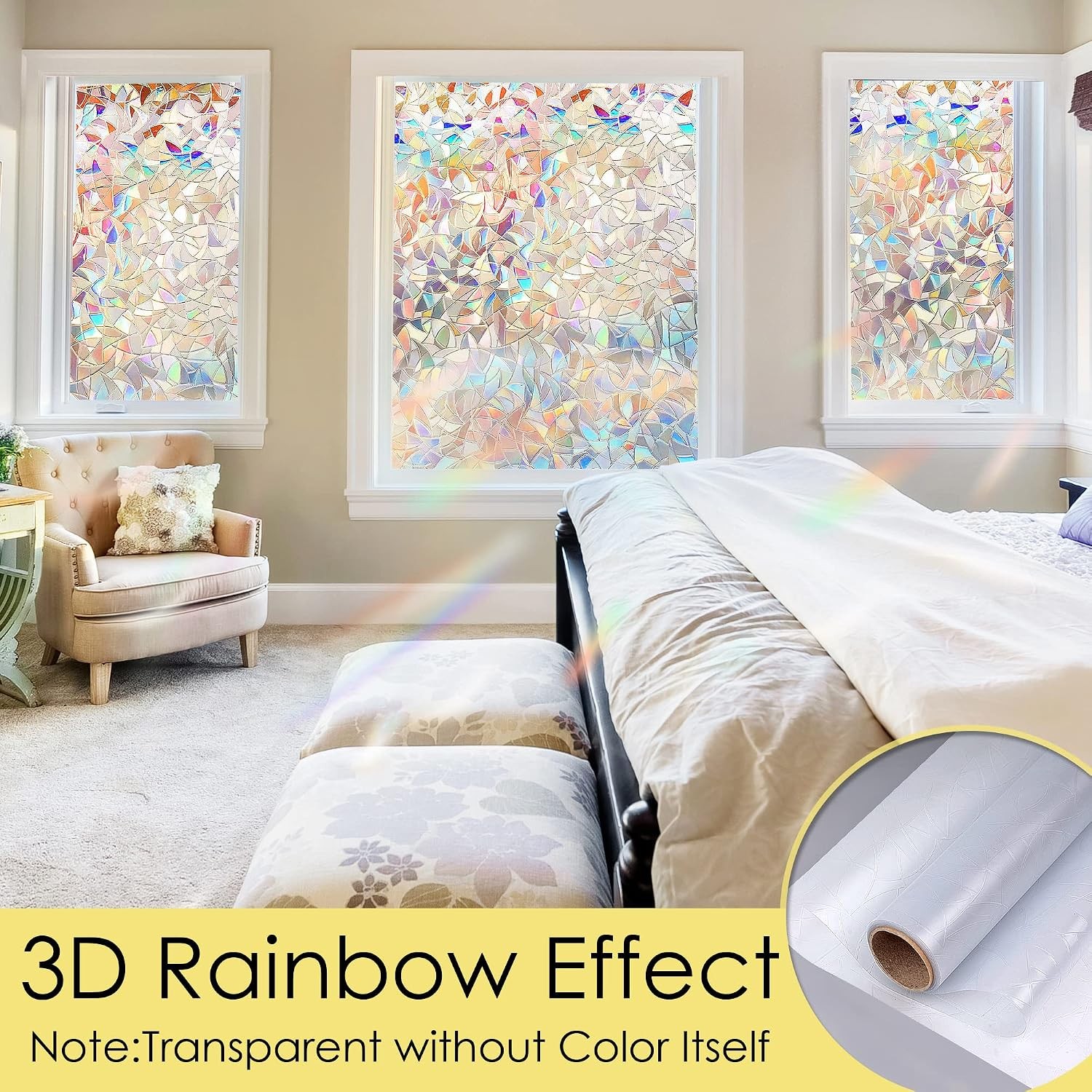 Static Cling Non-Adhesive Window Vinyl Stickers for Home 17.3 Inch X 6.5 Feet