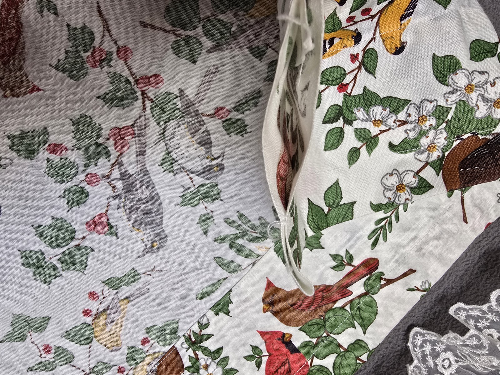 Vintage Window Valance Pair Birds V.I.P Screen Print Cranston Material Colorful