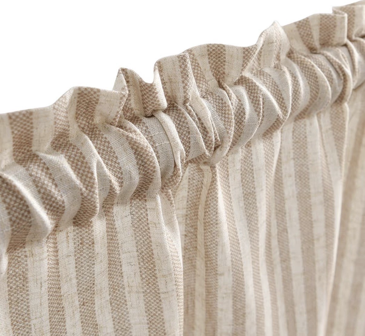 Vangao 2 Pack Stripe Farmhouse Kitchen 24” Length X 26” Linen Cafe Curtains Tan