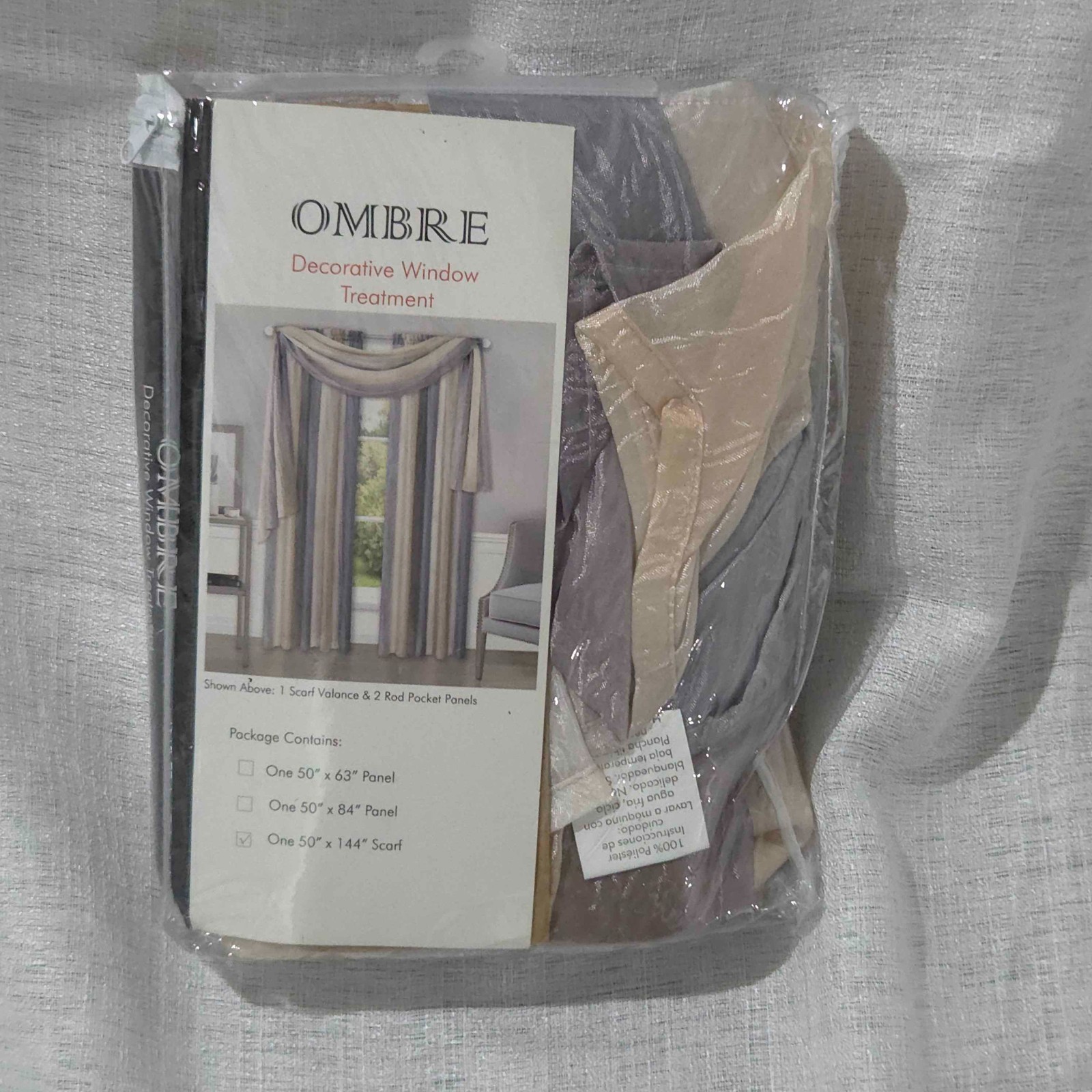 ACHIM Ombre Window Scarf 50×144 Gray